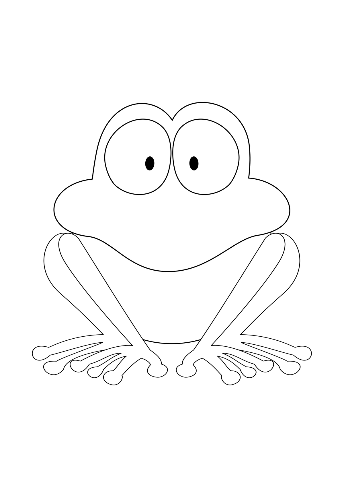 Black line drawing of Bogo facing forward on a clean white coloring page