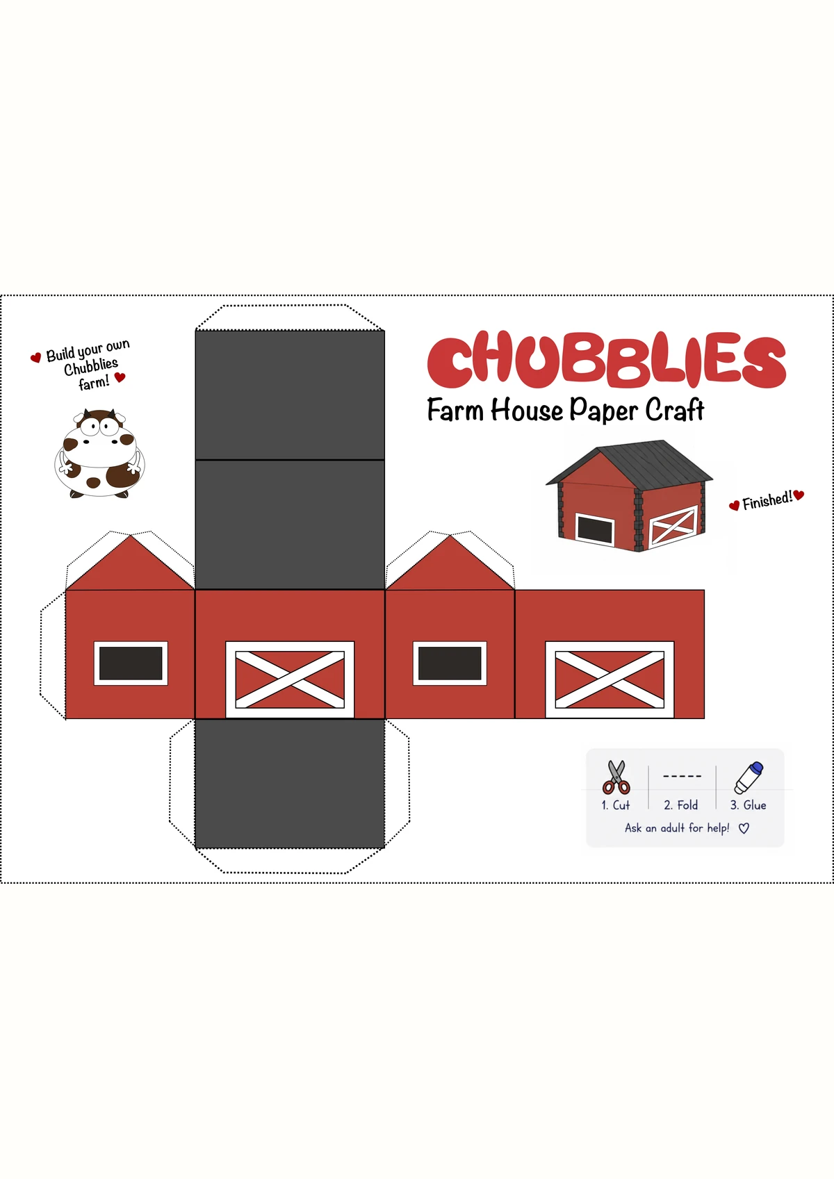 Chubblies Farm House Paper Craft