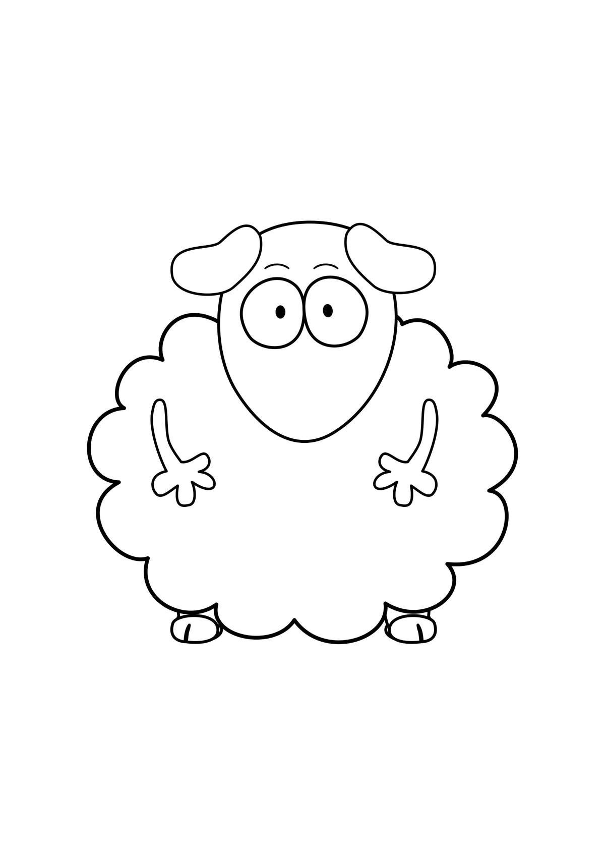 Black line drawing of Lumi facing forward on a clean white coloring page