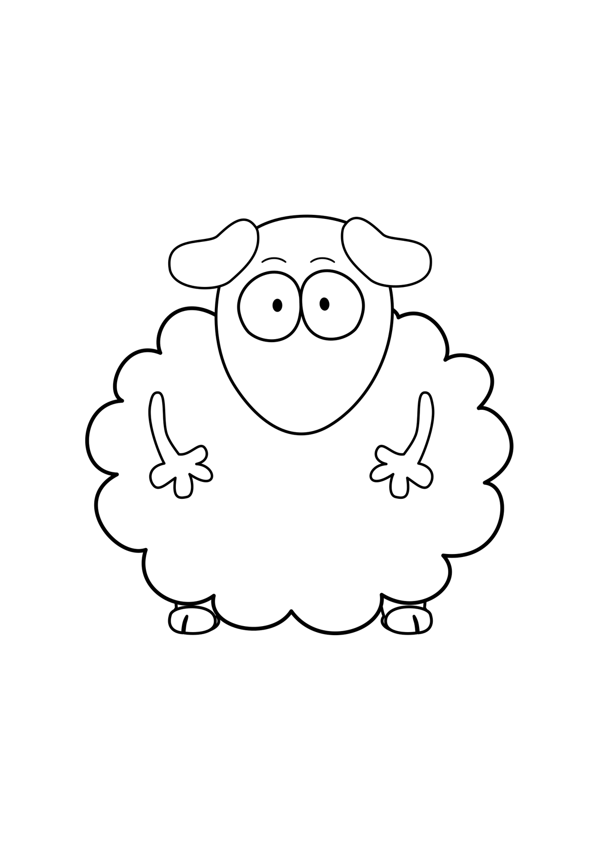Black line drawing of Mallow facing forward on a clean white coloring page